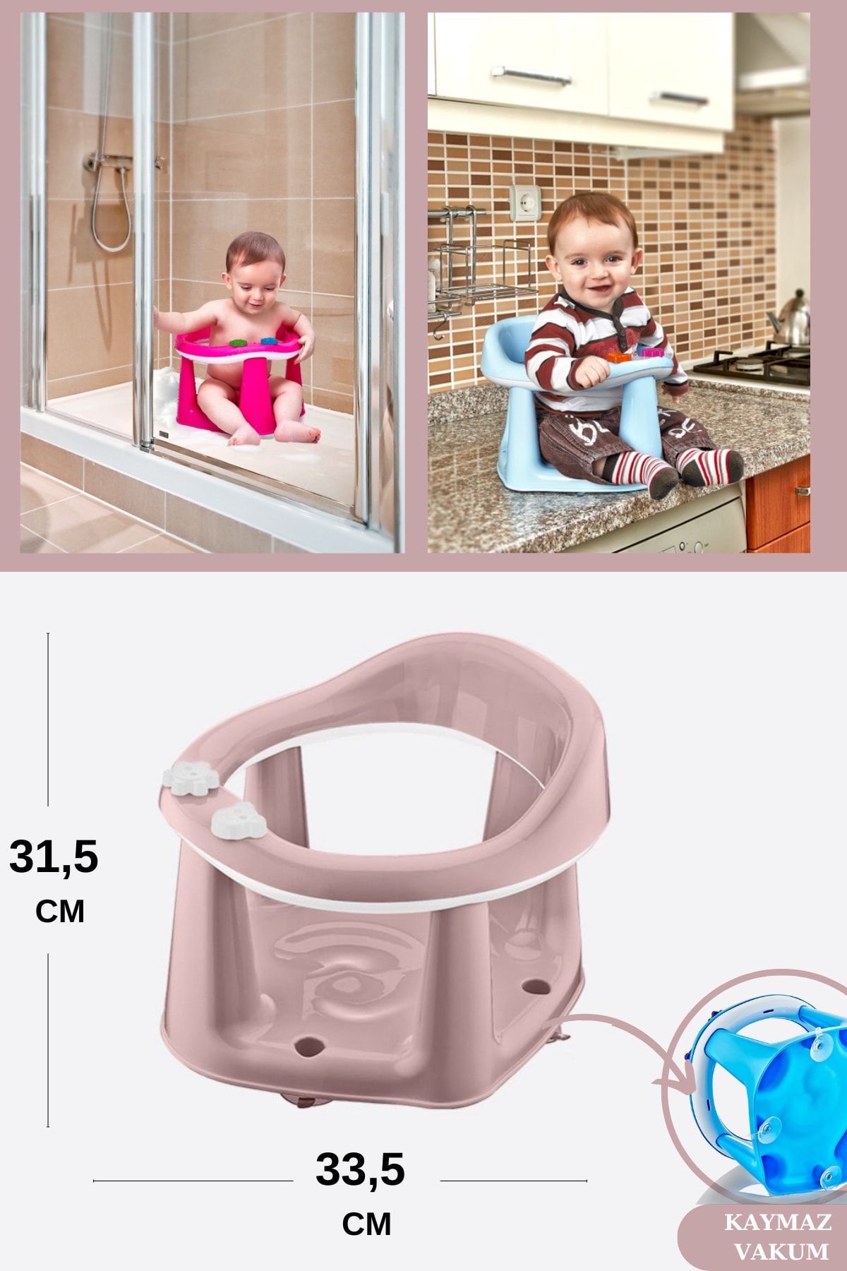 Flosoft Vakumlu Bebek Banyo & Mama Oturağı + Silicolife 2 Adet Silikon Mama Kaşığı Hediye fotoğrafı 2 (önizleme)