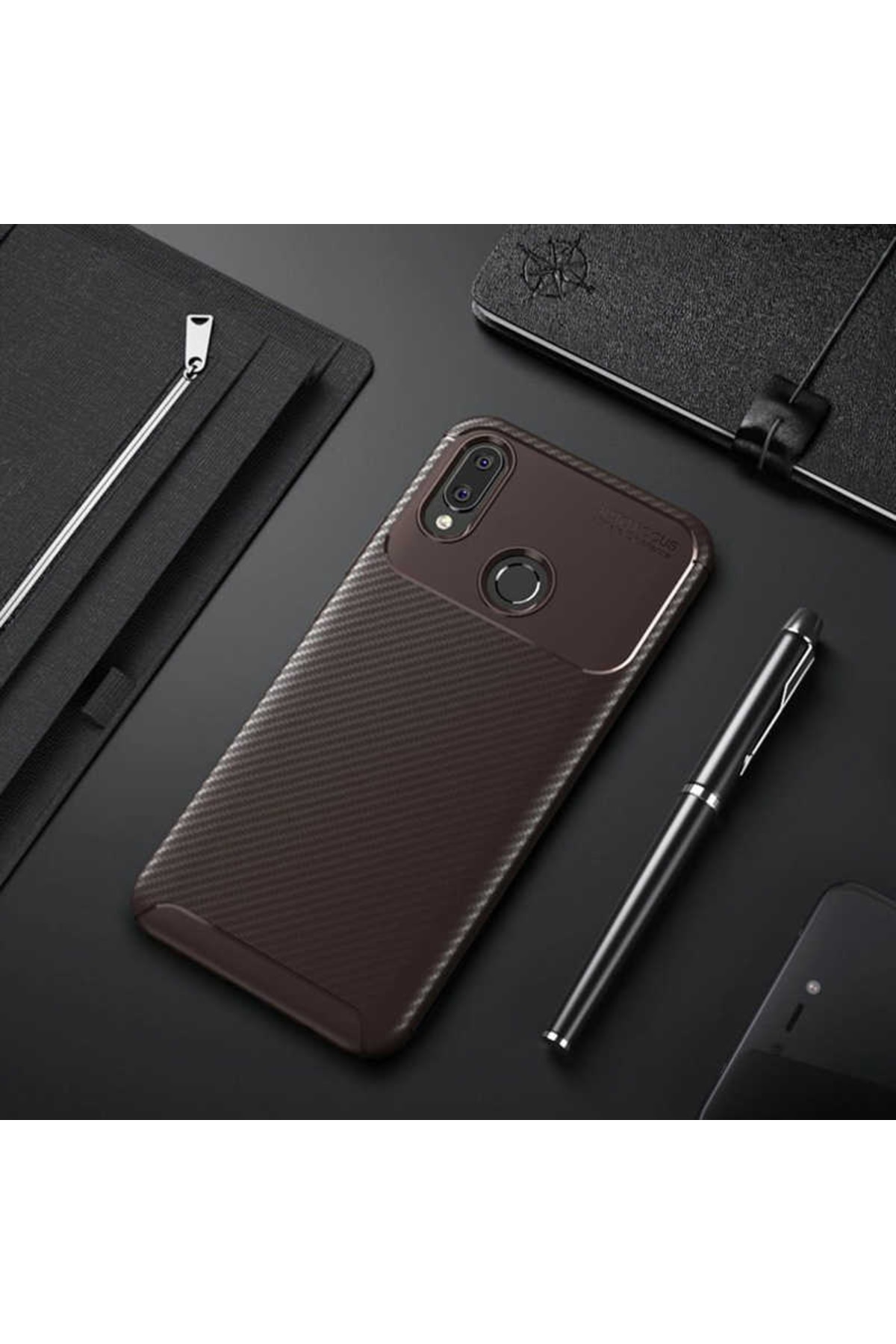 Huawei Honor Play Case Carbon Design Wonderful Cut Negro Cover