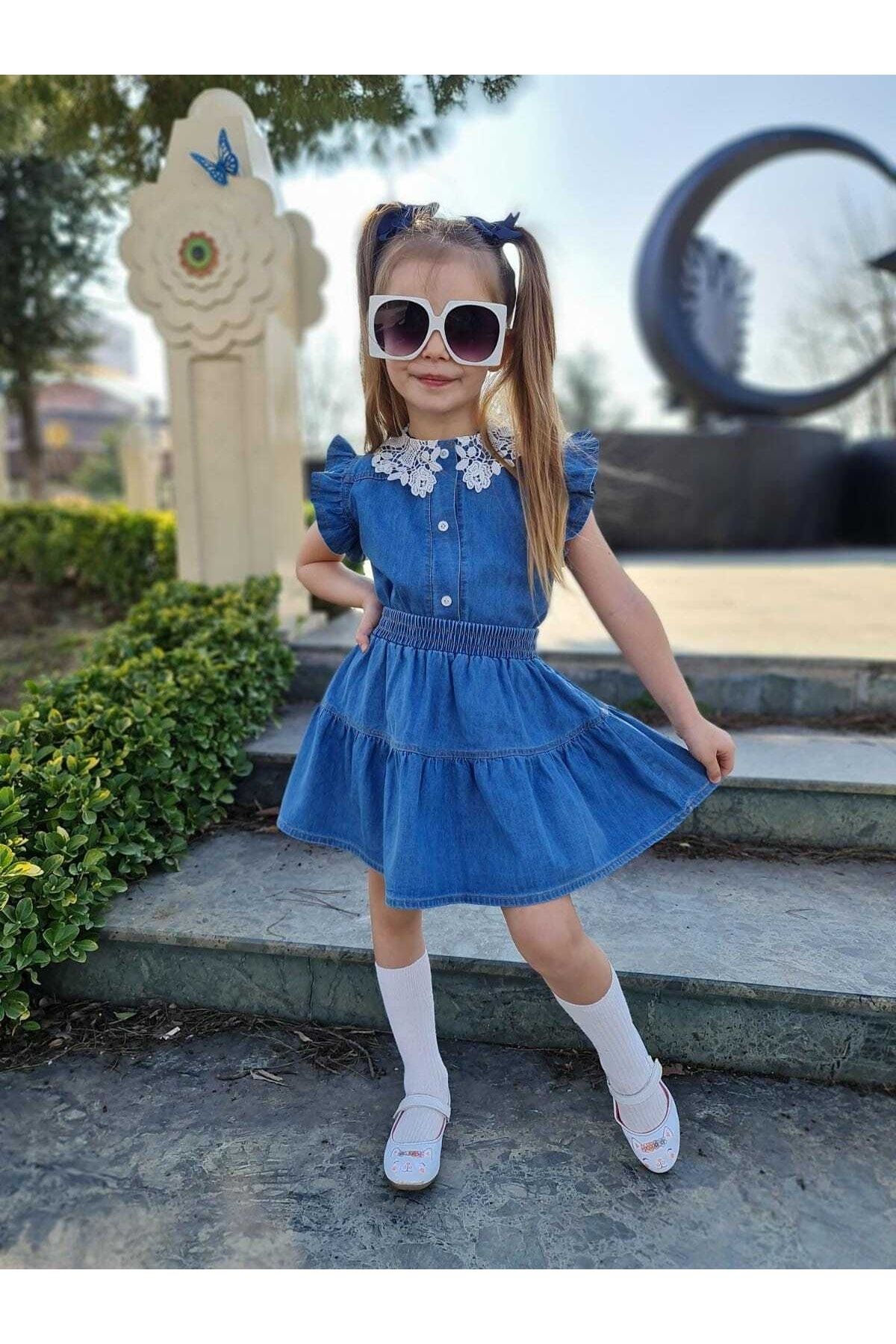 Denim frocks for kids on sale