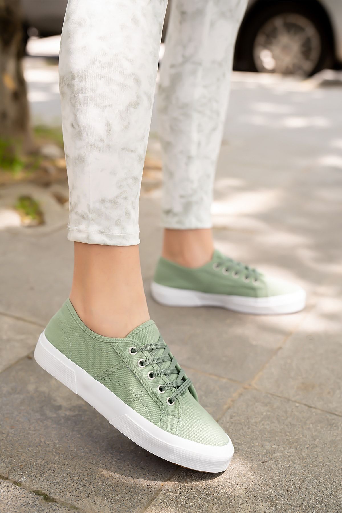 Green canvas shoes on sale