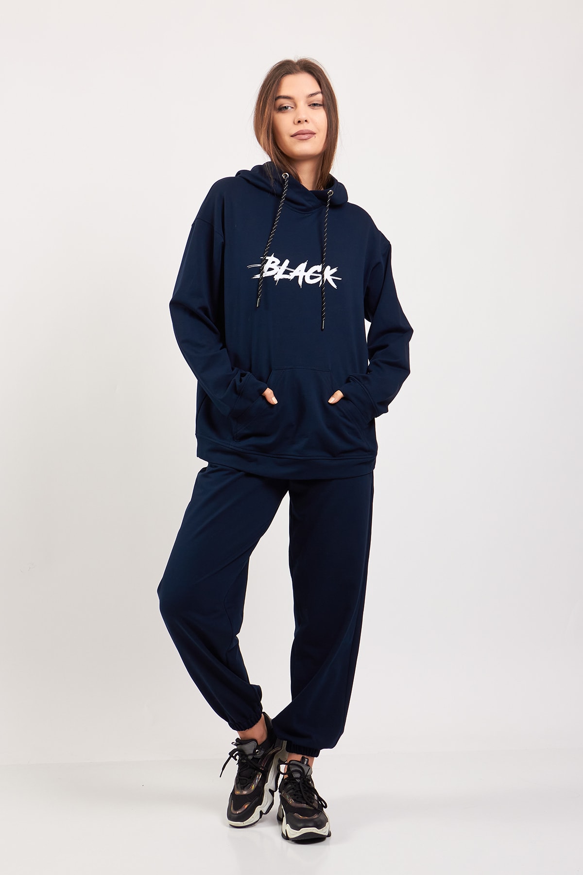 Lacivert Oversize Alt Üst Eşofman Takımı