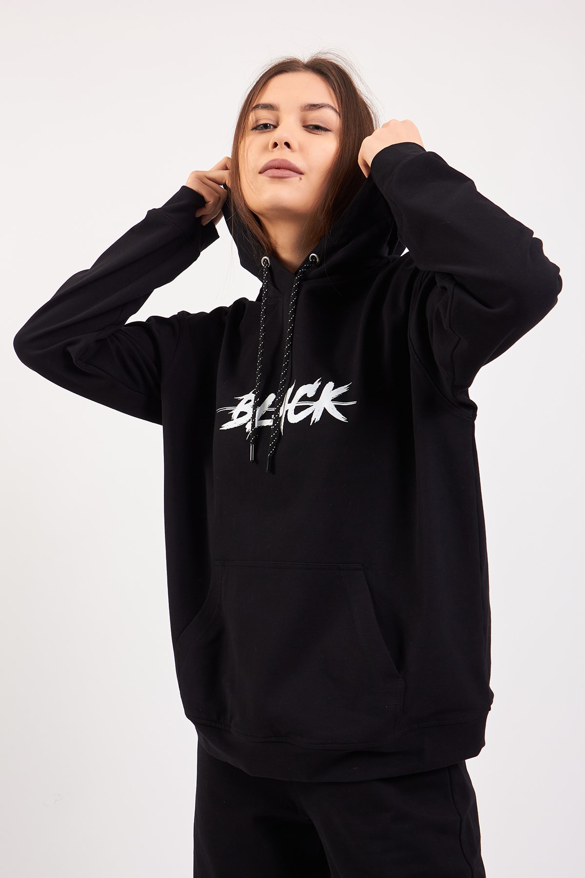 Siyah Oversize Alt Üst Eşofman Takımı