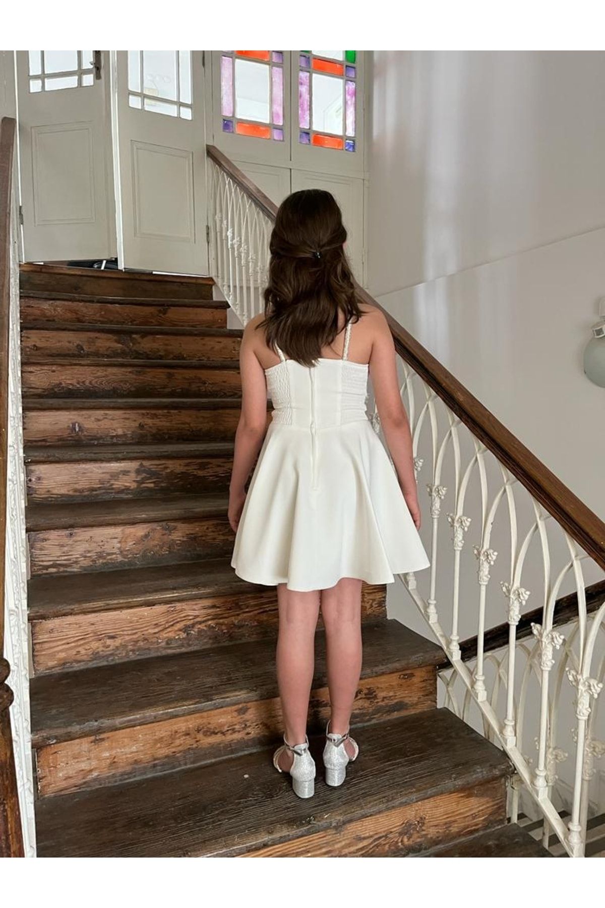 BUT KHAPPYK DS Girl s Ecru Stone Buckle Short Evening Dress Age 9