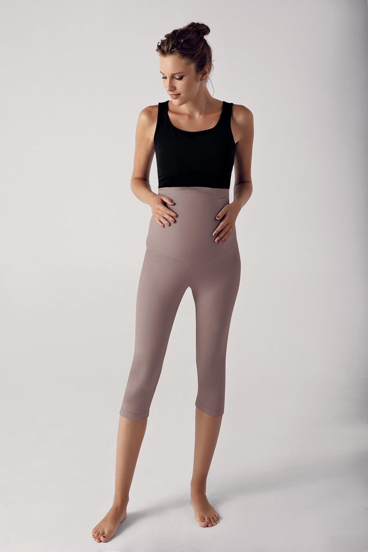 Adjustable High Waist Flexible Wrap Under Knee Capri Maternity Leggings T08