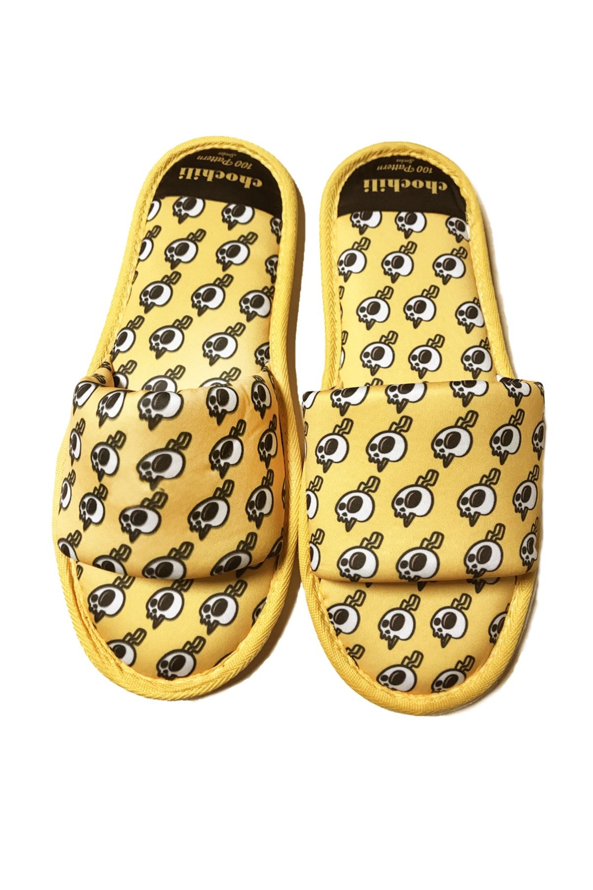 Chochili-Men's Yellow Lightning Patterned Open Front House Slippers 3