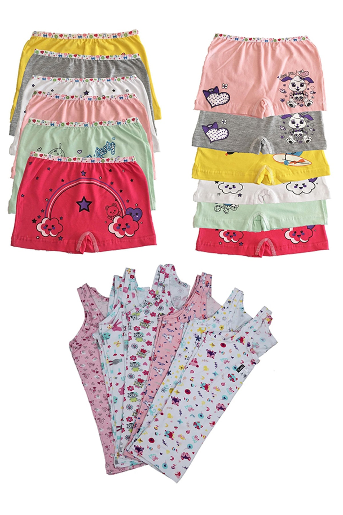 Girl Colorful Lycra Cotton Panties and Singlet 6-Pack