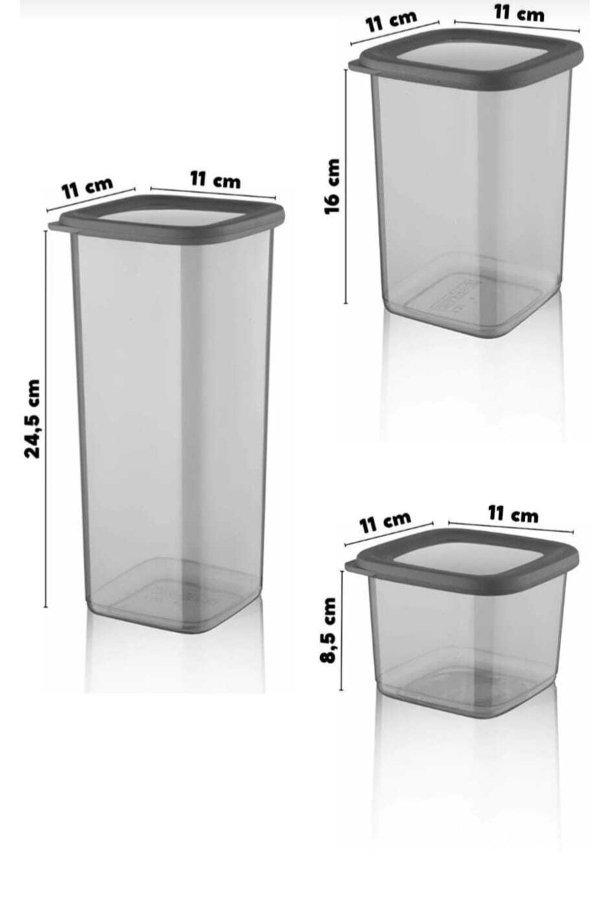 Open Home Concept-Set of 24 Unbreakable Square Food Storage Container with Label Anthracite X8 1.75 Lt/1.2 Lt/0.5 Lt 2