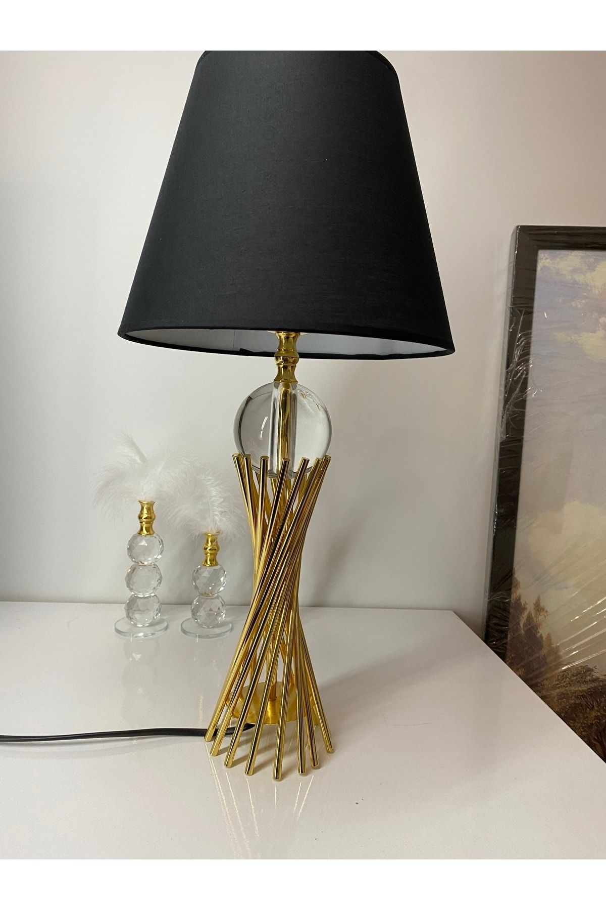 asellus-Misbah Twist Lampshade Table Lamp Crystal Glass Gold Plated, Lampshade 4