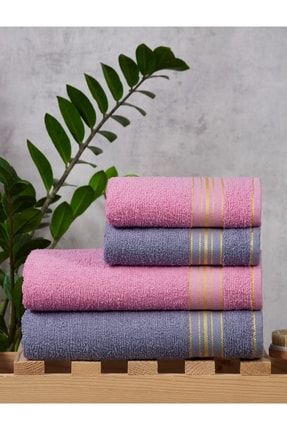 50x90 + 70x140 Cm Pırlanta 4'lü Banyo Havlusu Seti