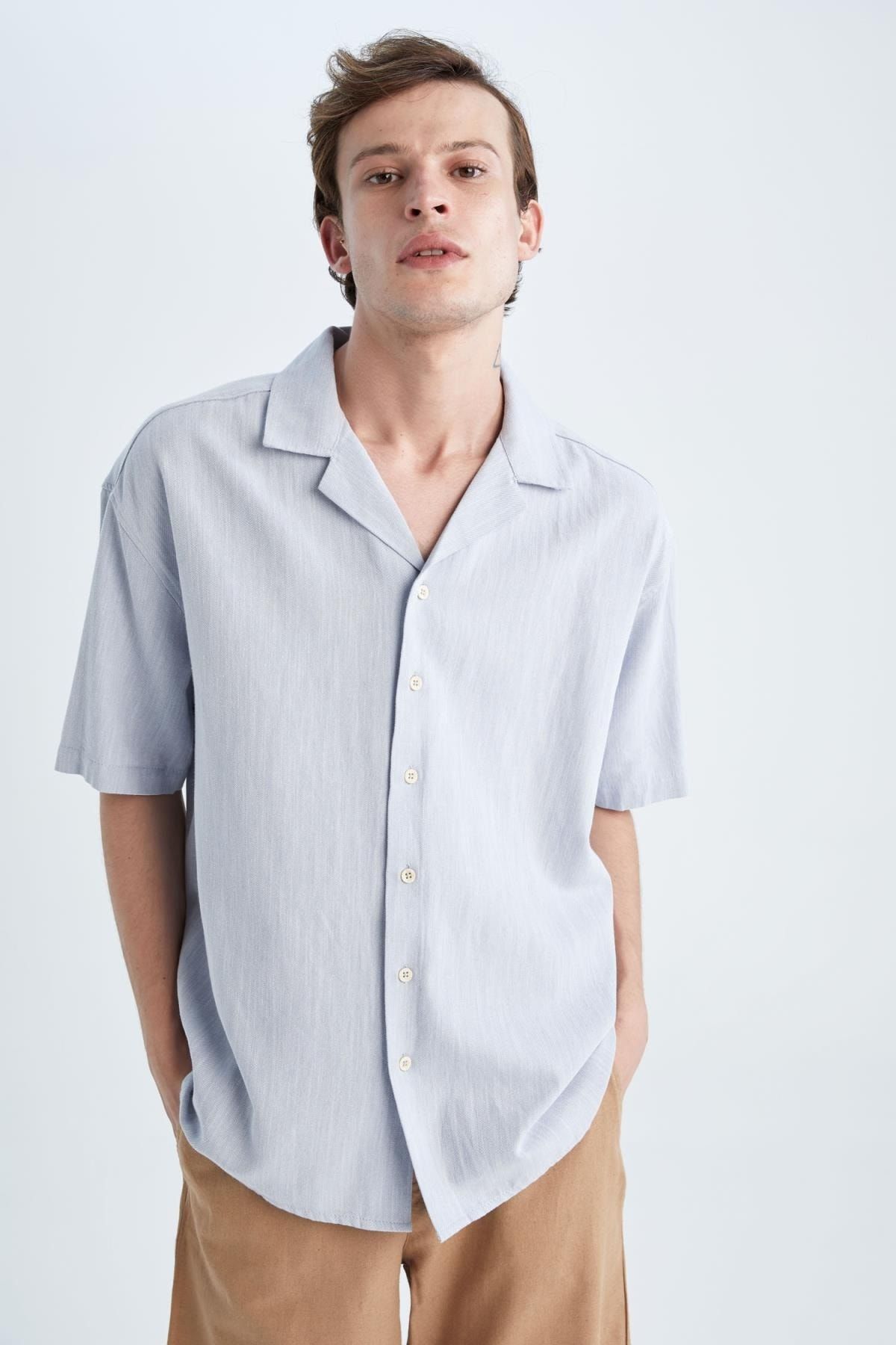 DeFacto Hemd Blau Oversized