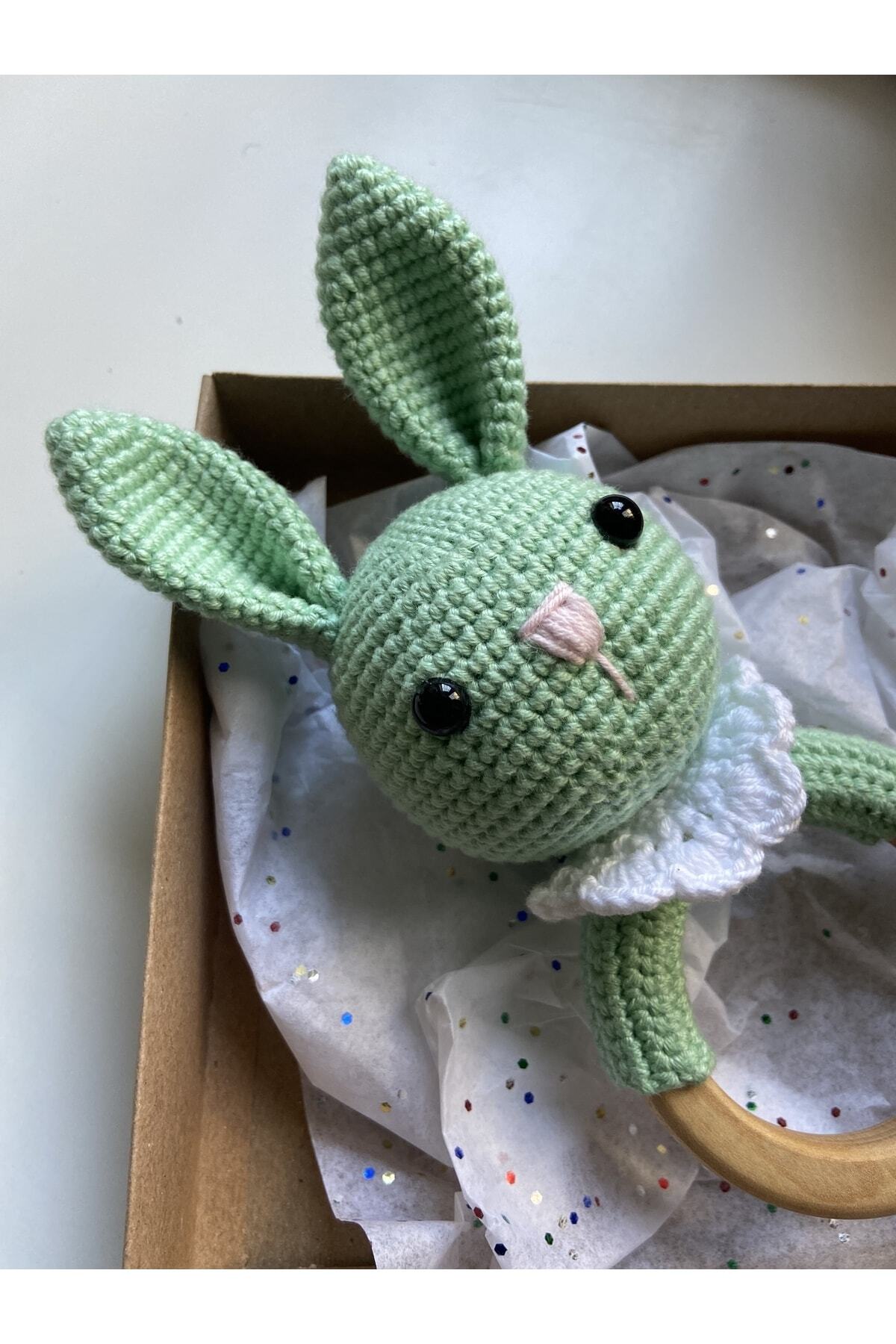 Kukaoyuncak Amigurumi Akçaağaç Diş Kaşıyıcı Ve Çıngırak Tavşan Yeşil