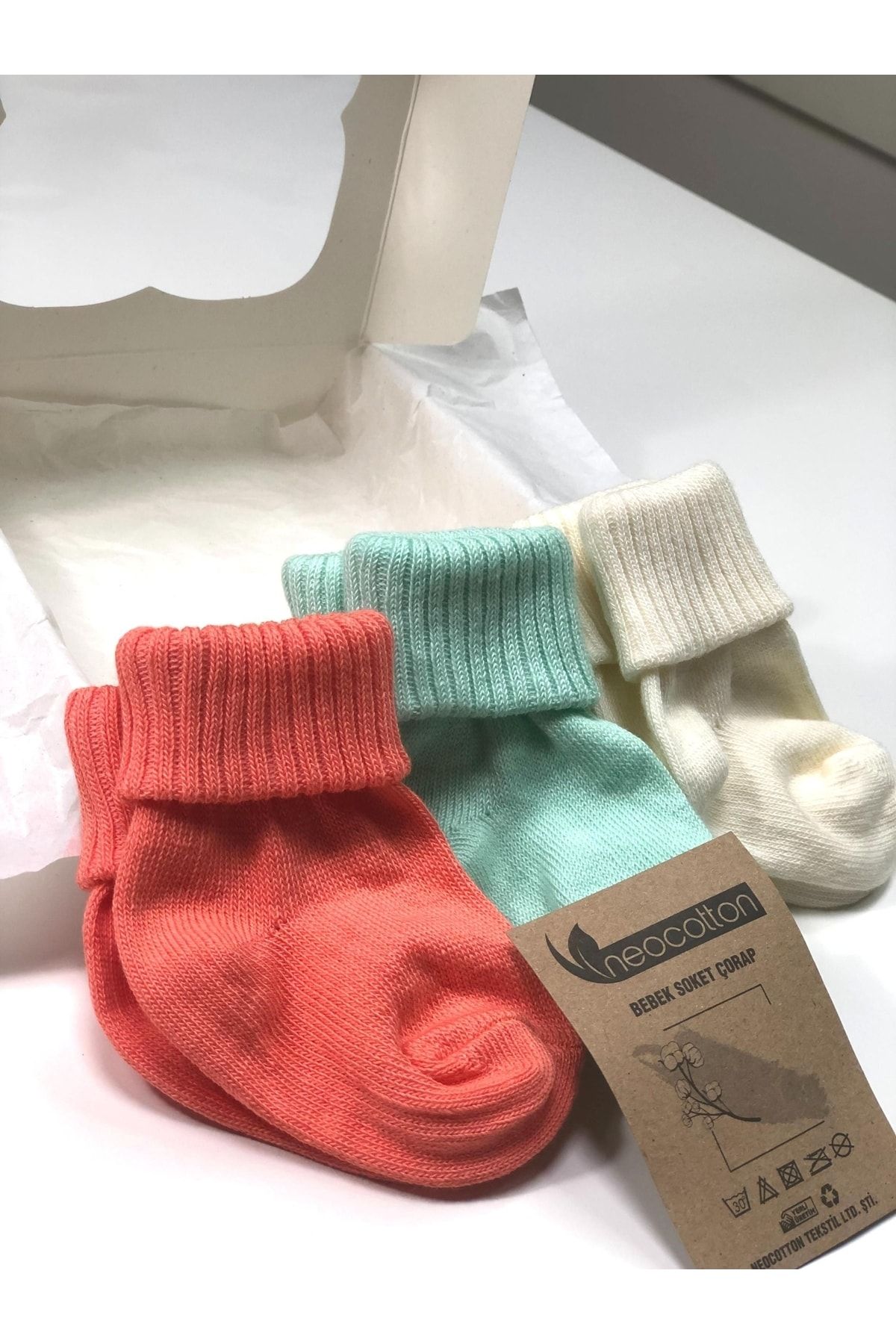 Solid color top baby socks