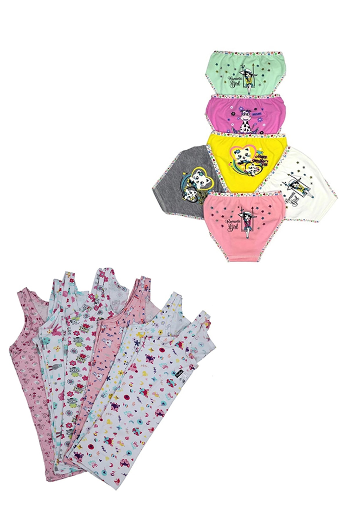 Girl Colorful Lycra Cotton Panties and Singlet 6-Pack