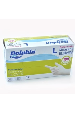 Dolphin Beyaz Latex Pudralı Ameliyat Eldiveni L Beden 100lü