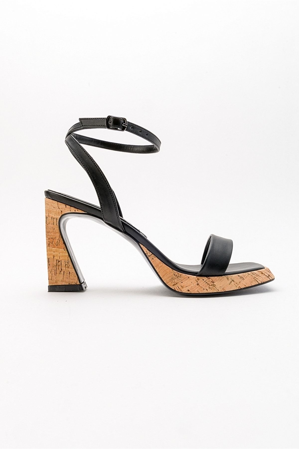 صندل سیاه زنانه کفش پاشنه پوست رینا luvishoes