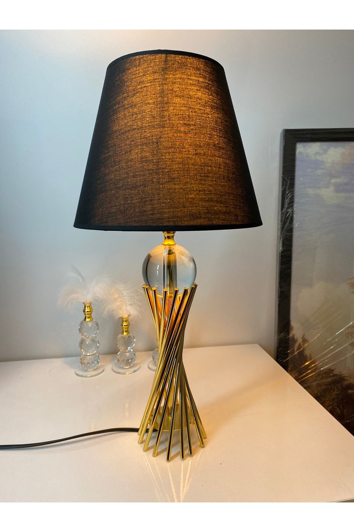 asellus-Misbah Twist Lampshade Table Lamp Crystal Glass Gold Plated, Lampshade 7