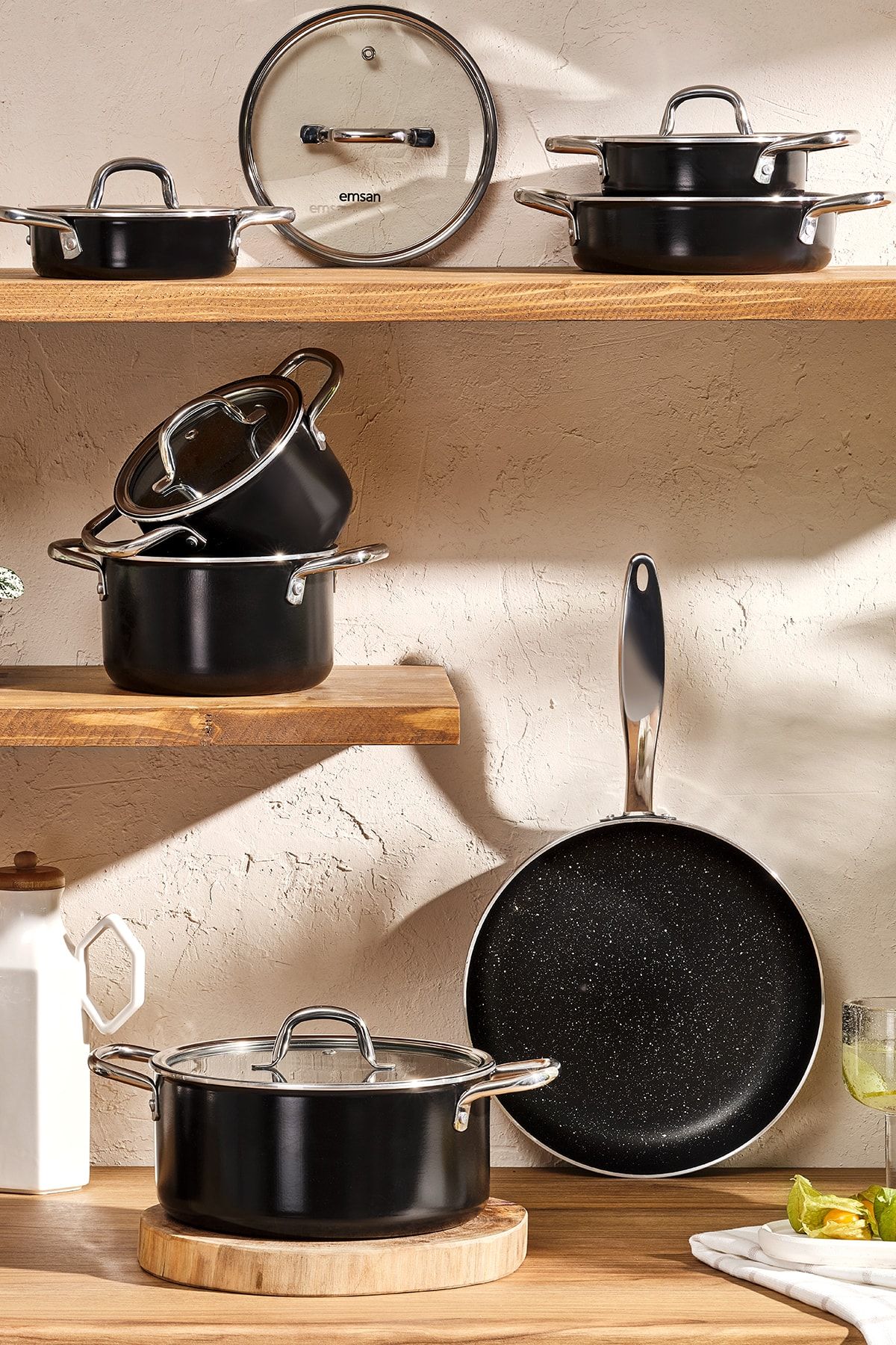Emsan-Master Class 6 Piece Midi Cookware Set Black 7