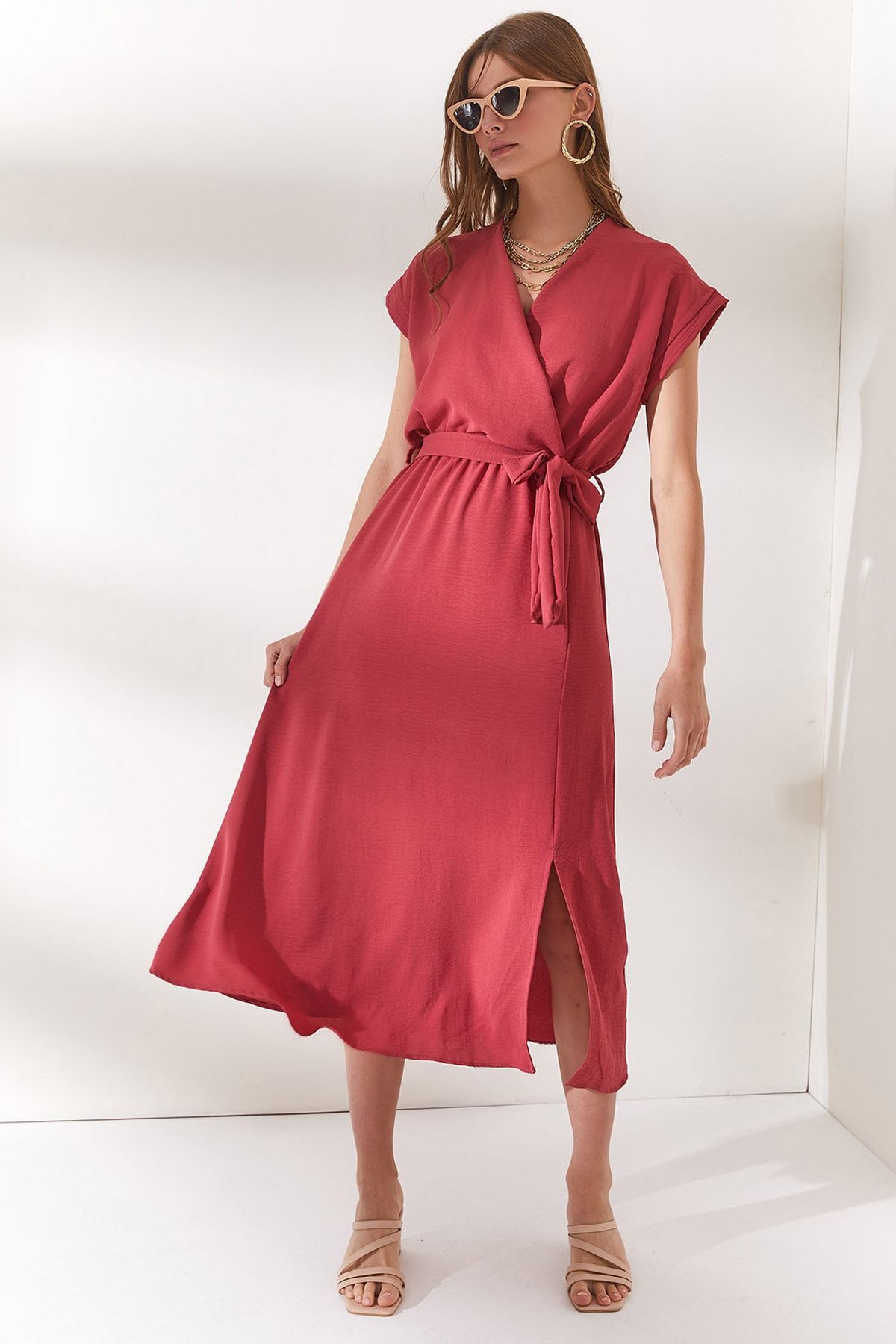 Dark pink sales wrap dress