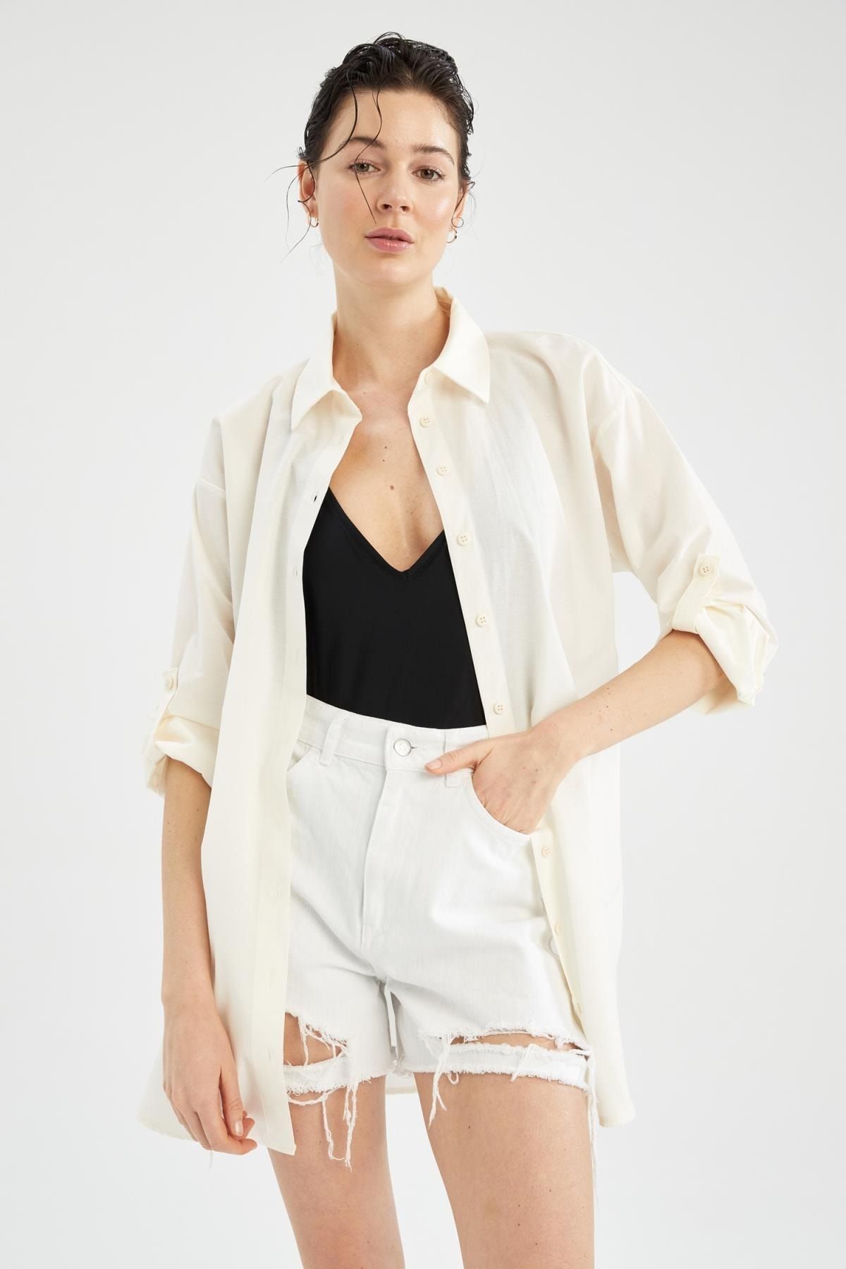 DeFacto Strandkleid Ecru A-Linie