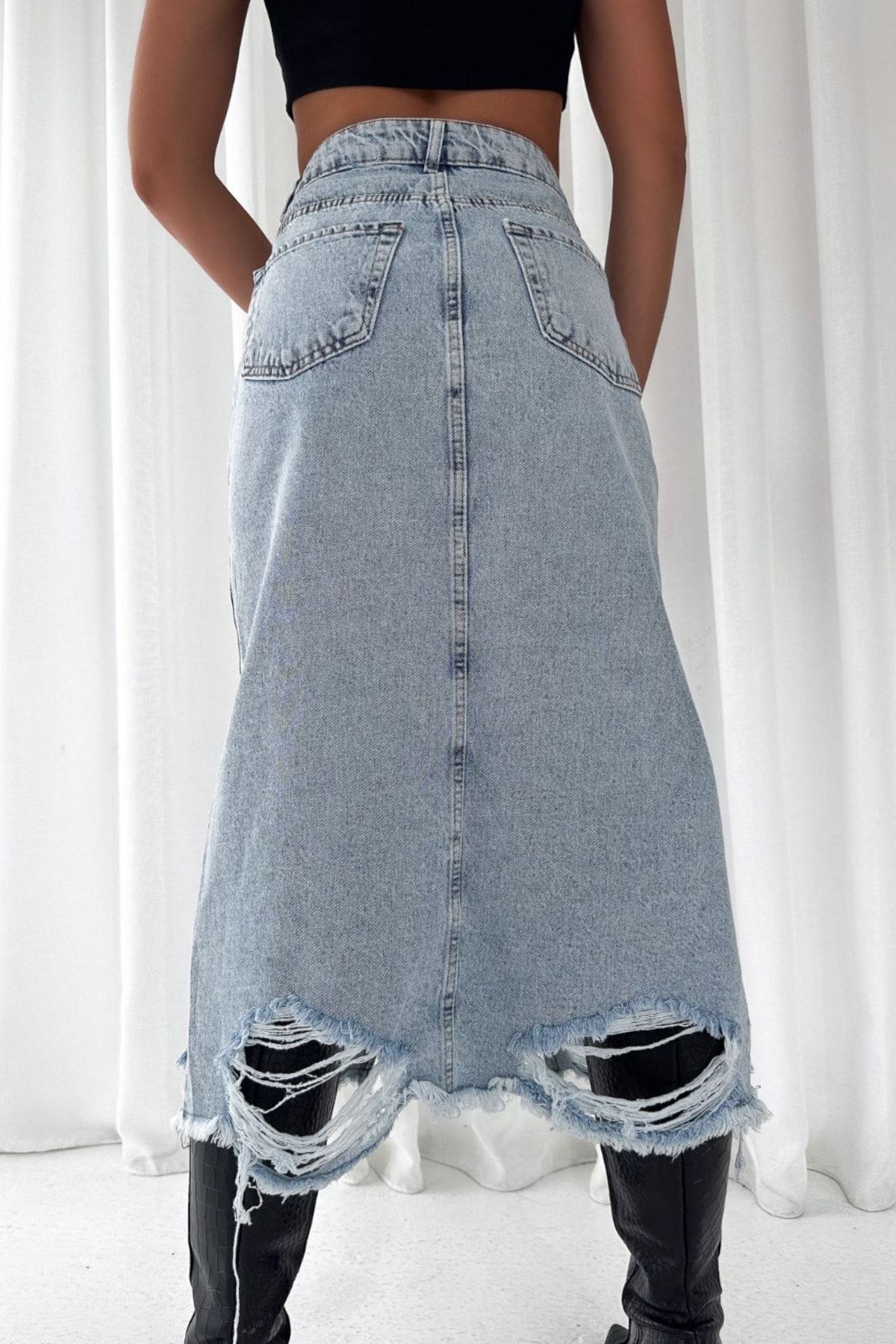 Pencil denim sales skirt in blue