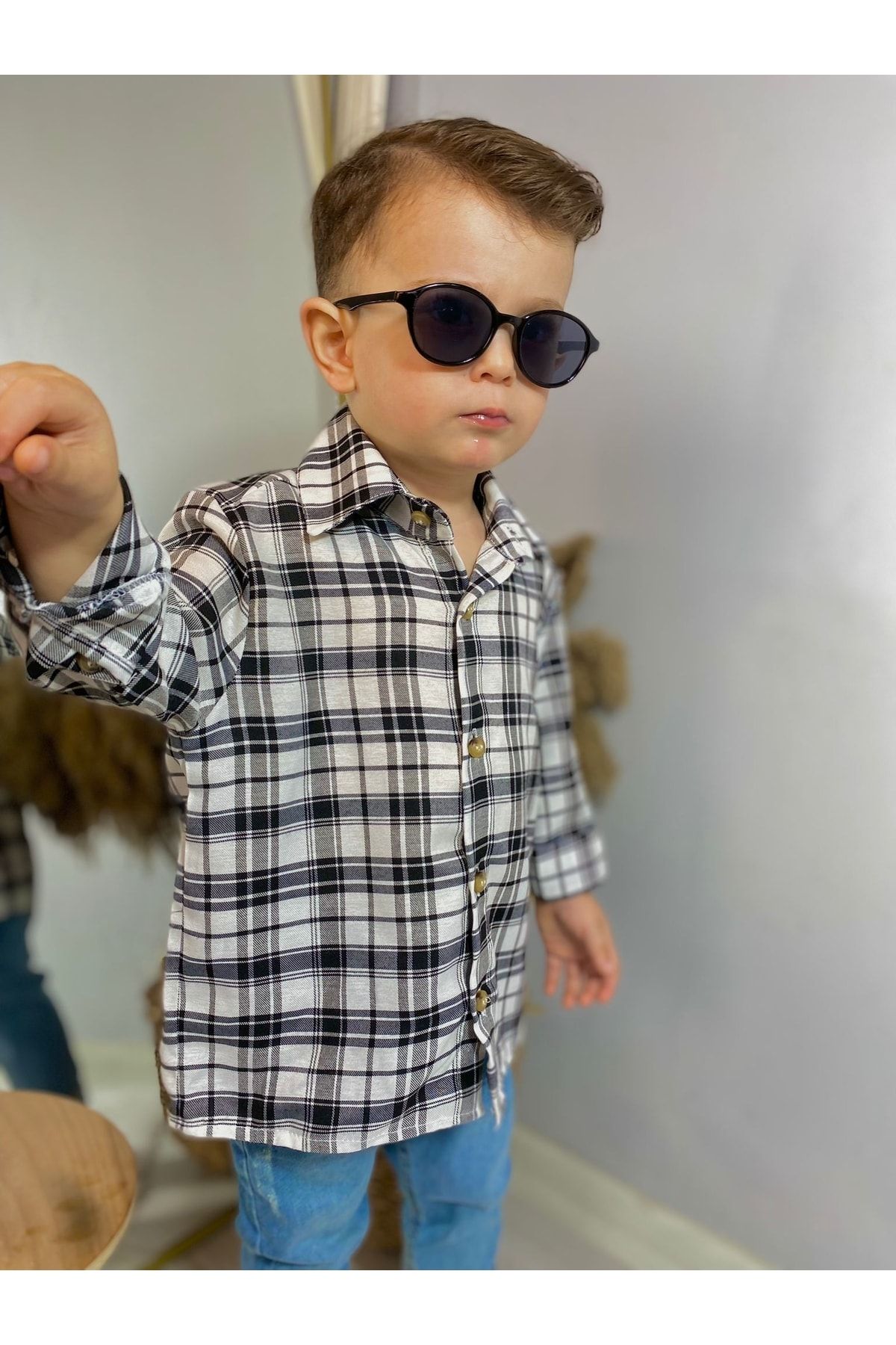 favorimkids Black Striped Baby Boy Cotton Shirt Trendyol