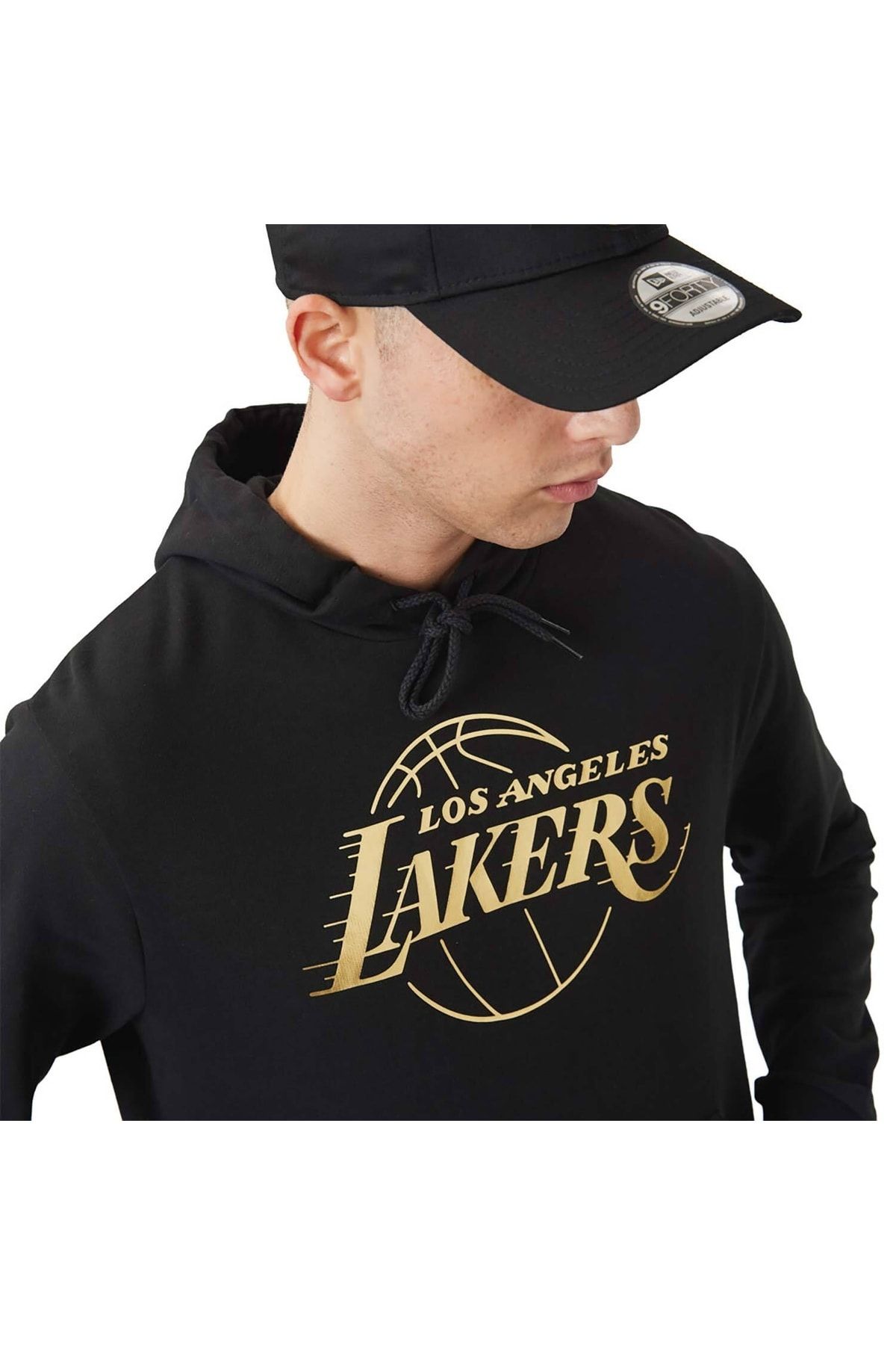 سویشرت مشکی مردانه یقه دار 60284705nba فویل چاپ هودی لوسلاک NEW ERA