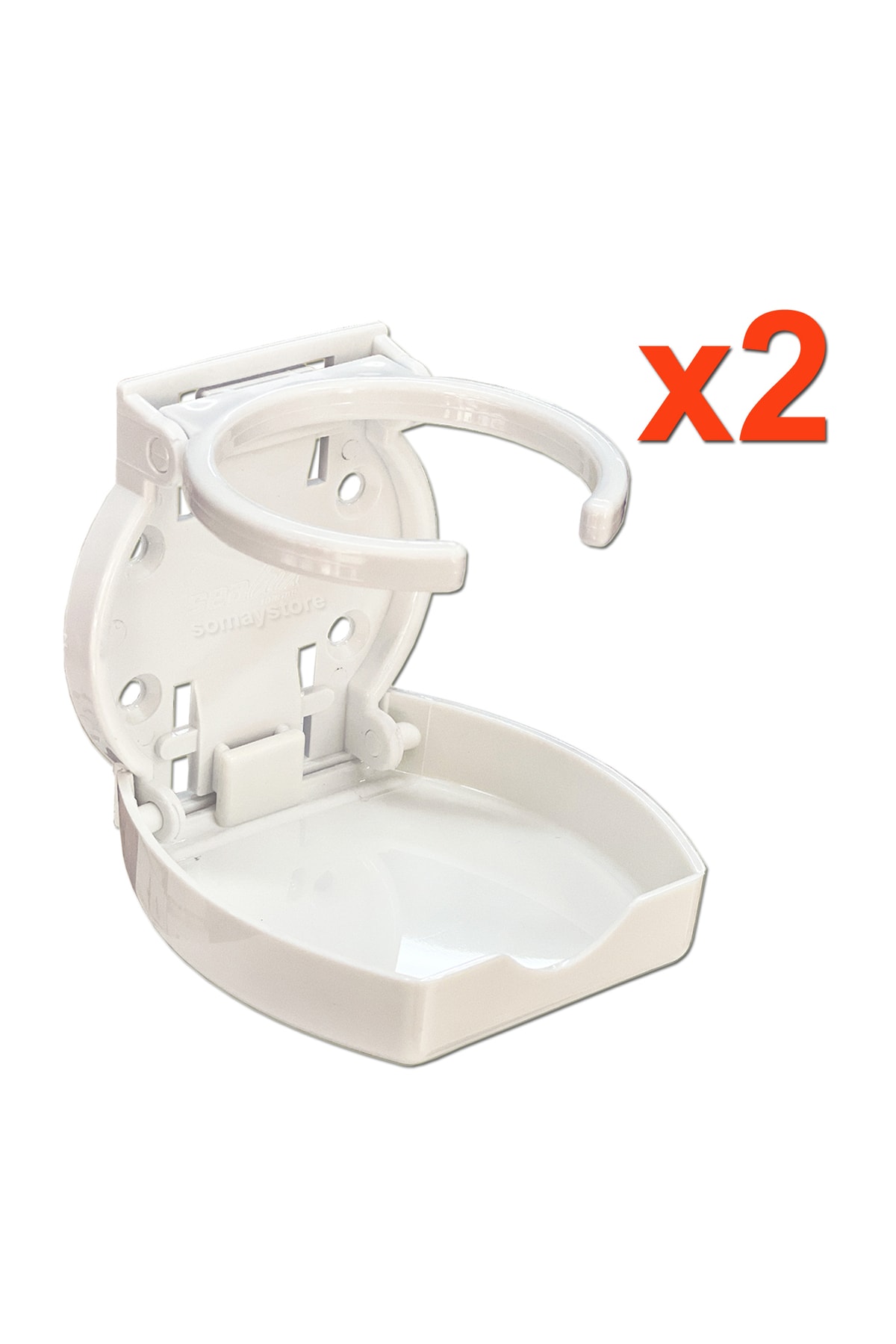2 Pieces White Boat Folding Cup Holder Oval Design 66mm