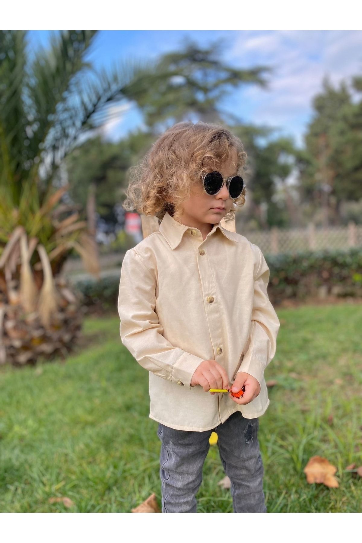 favorimkids Baby Boy Cream Linen Shirt