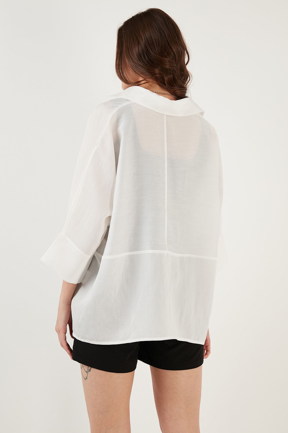 Lela-Πουκάμισο με μανίκια τριών τετάρτων Oversize 6