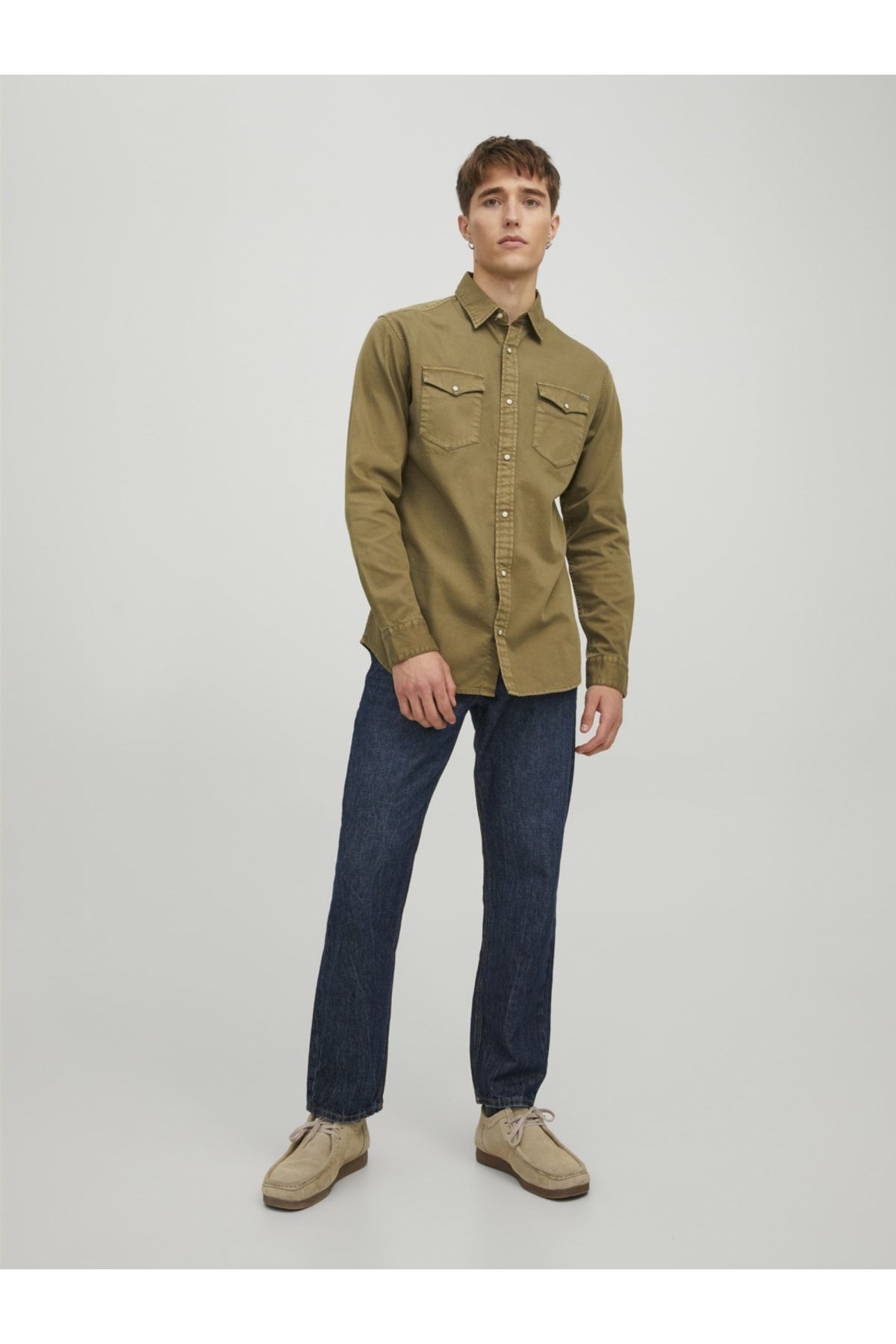Denim shirt shop khaki trousers