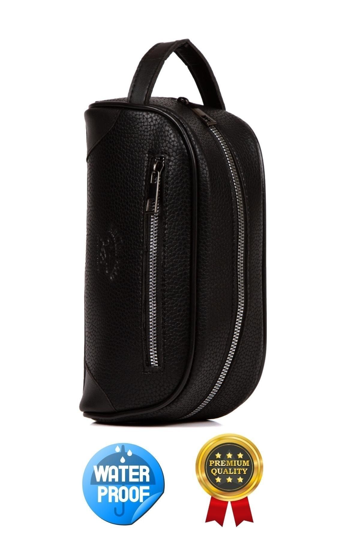 Newish Men s Black Leather Portfolio Clutch Bag and Mechanical