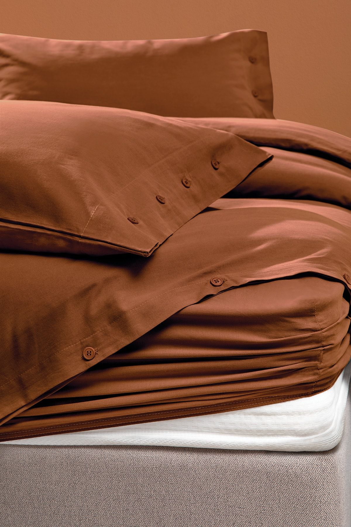 Yataş-Plain Single Ranforce Washable Duvet Cover Set - Tile 3