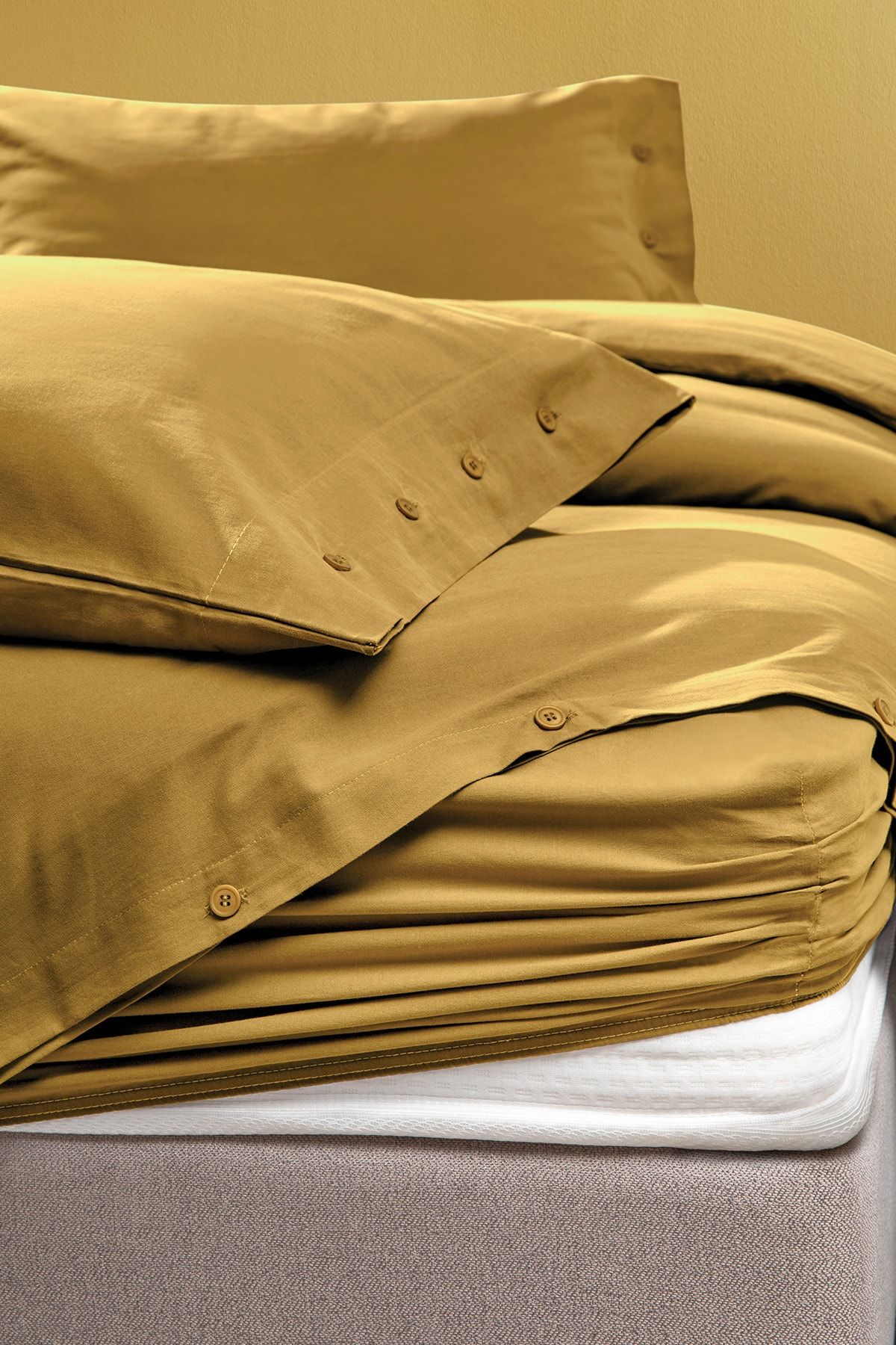 Yataş-Plain Double Ranforce Washable Duvet Cover Set - Safran 3