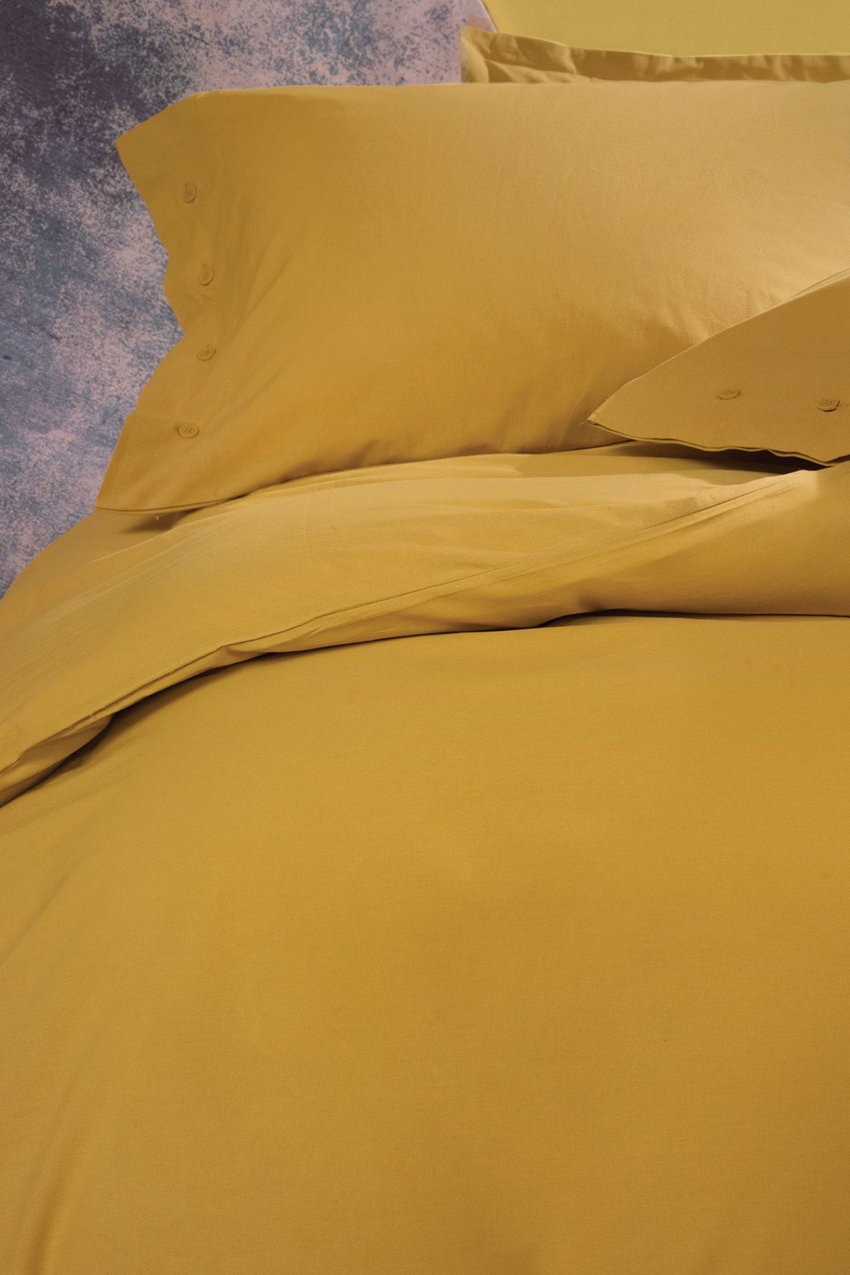Yataş-Plain Single Ranforce Washable Duvet Cover Set - Saffron 2