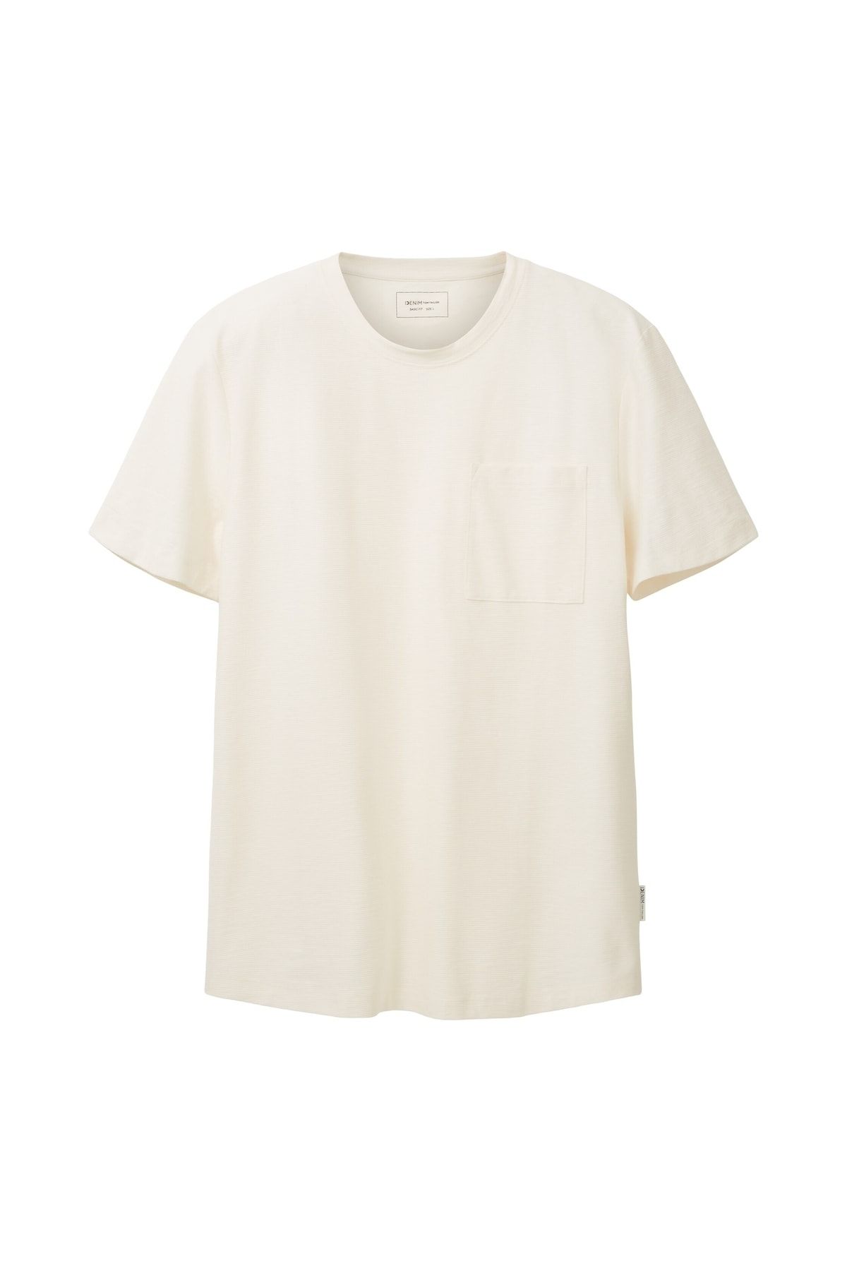 Tom Tailor - T-Shirt Fit Denim - Beige - Regular Trendyol