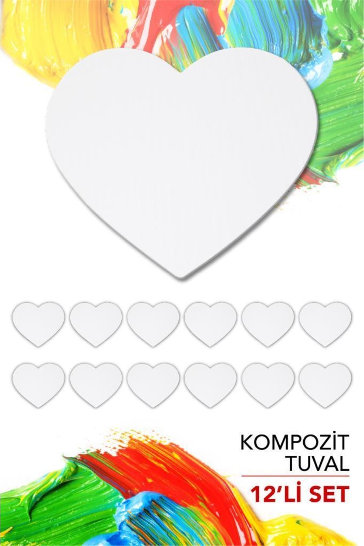 Artebella 20 Cm Kalp Pres Kompozit Tuval 12'li Set
