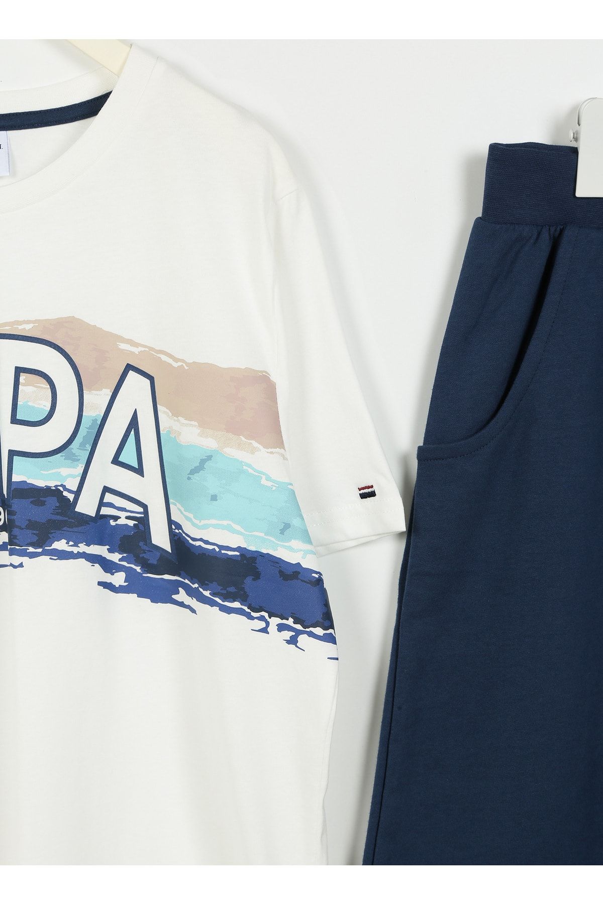 ست پیژامه نود پسرانه و بچگانه لباس خواب بژ چاپی Us1341 U.S. Polo Assn.