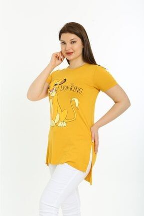 Kadın Sarı Aslan Kral Baskılı T-Shirt 7726947