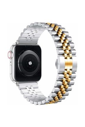 Metal Kordon Apple Watch 2/3/4/5/6/7/8/se 44mm Uyumlu Şık Tasarım Baklalı Kordon nzhwkr423