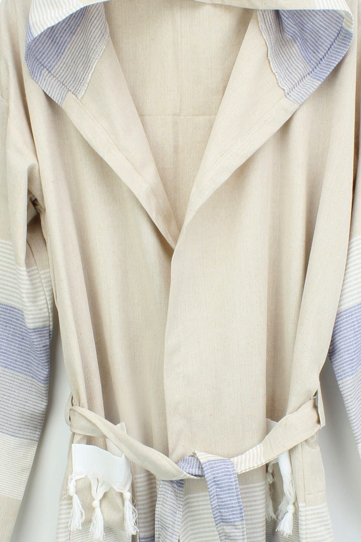 Bedinn-Halat de baie Peshtemal Stripe bej-crem-albastru 2