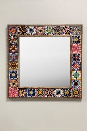 Masif Çerçeveli Mozaik Taş Ayna 43 Cm X 43 Cm (morocco-etnik Desen) AYN4040-028