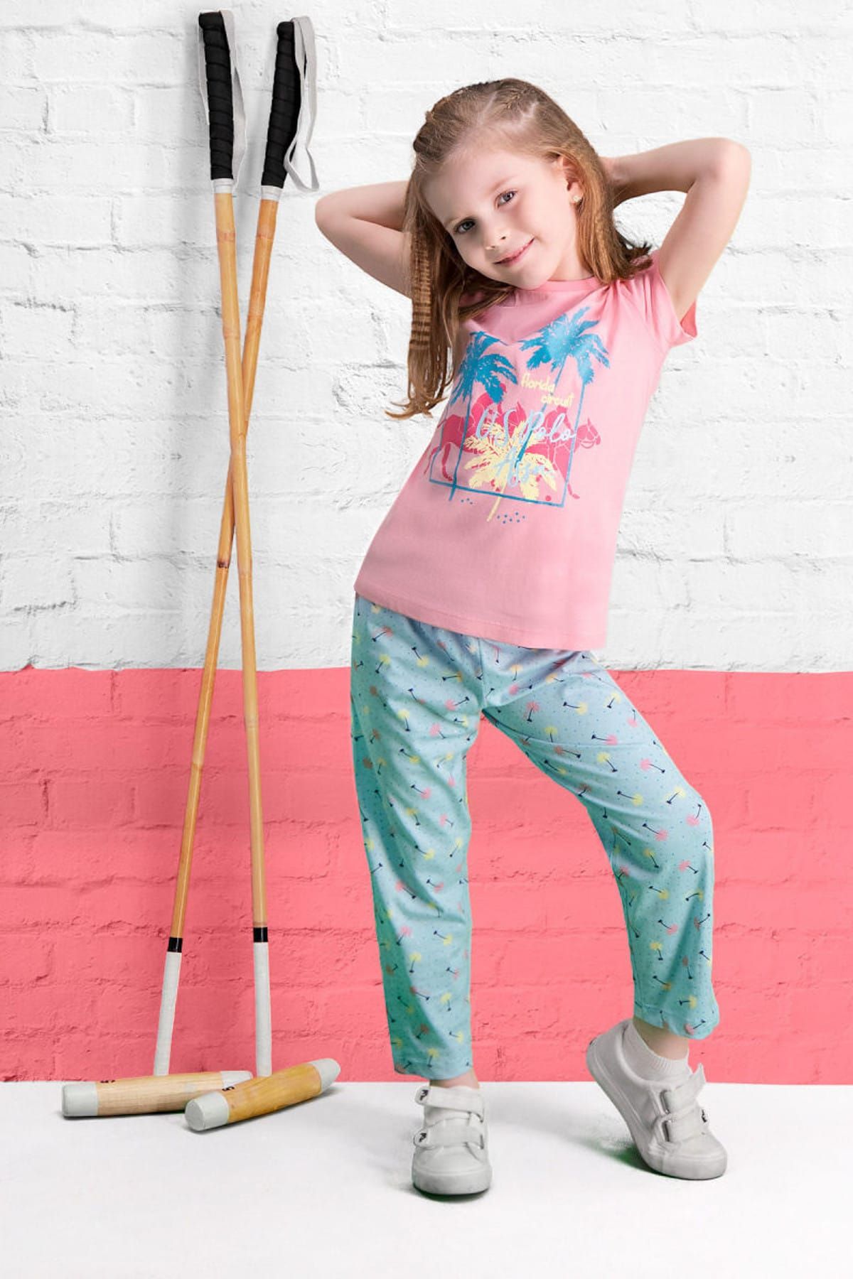 U.S. Polo Assn. Licensed Pink Girl s Pajama Set Trendyol