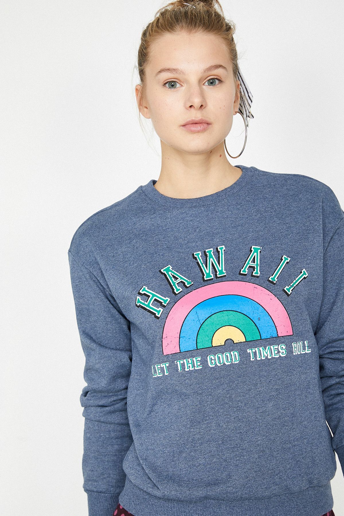 Koton Sweatshirt Dunkelblau Regular Fit Fast ausverkauft