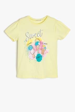 Sarı Kız Çocuk Baskili T-Shirt 9YKG17225OK