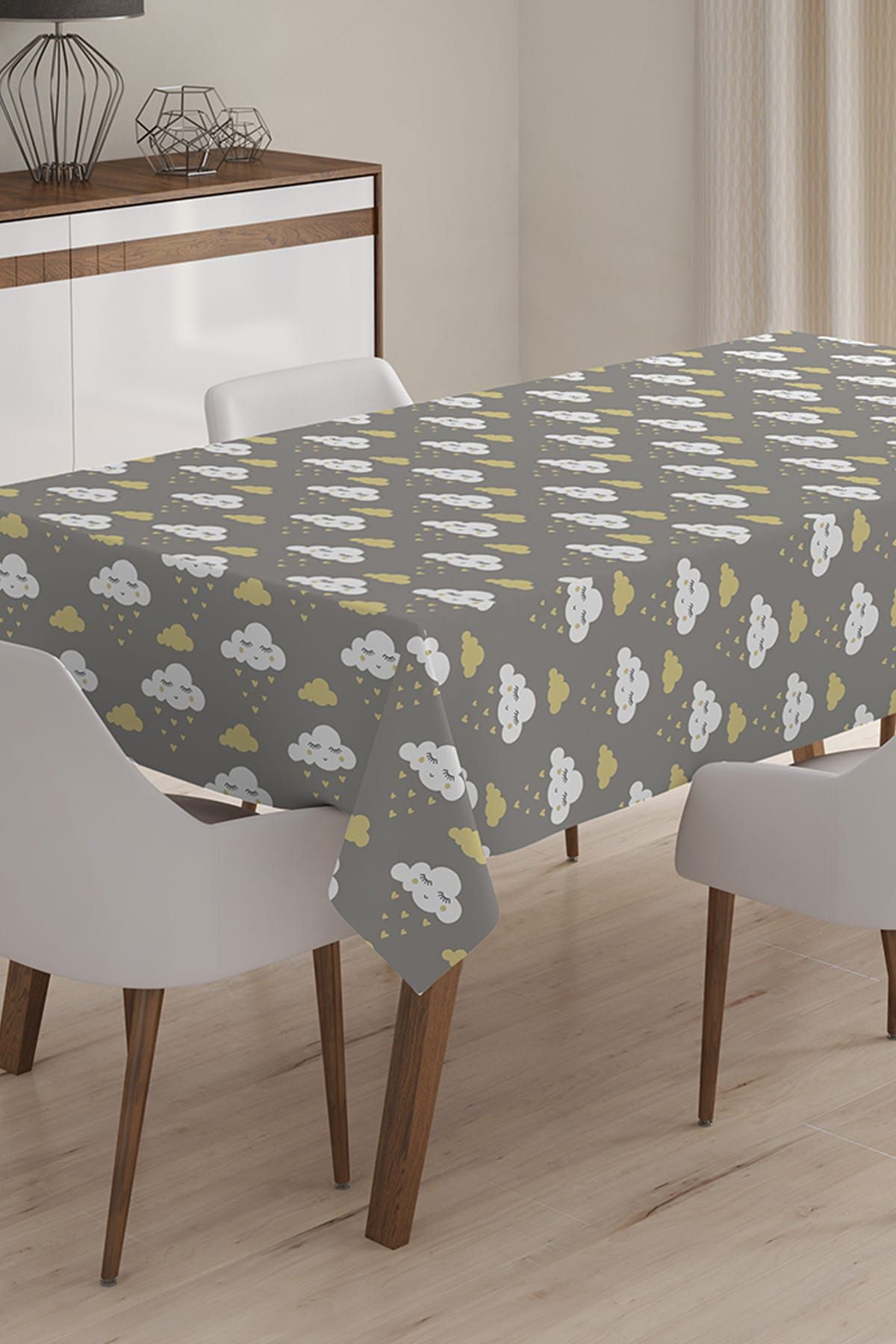 Realhomes-Modern Cloud Patterned Digital Printed 3D Tablecloth - 140 x 180 cm 1