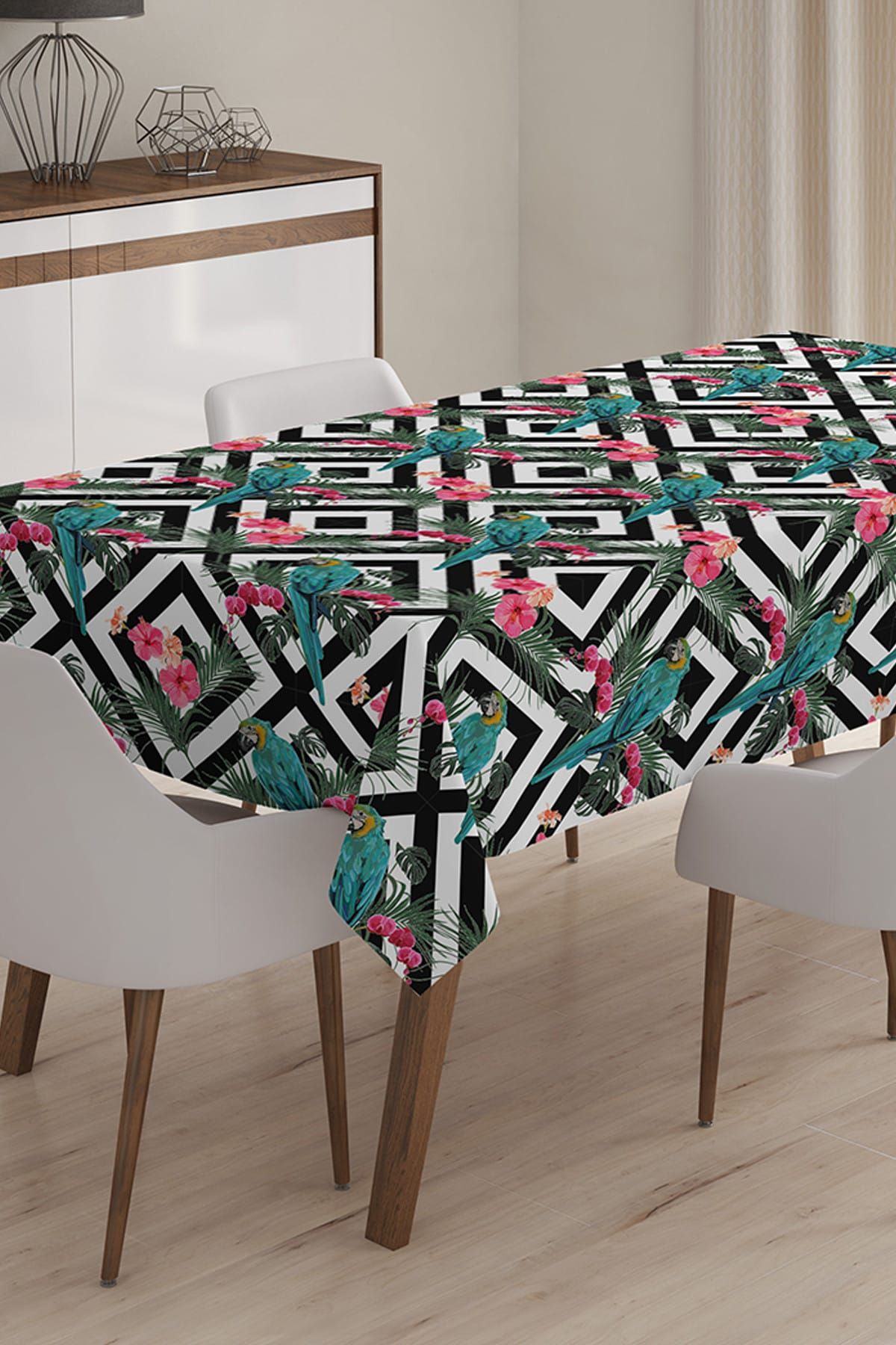 Realhomes-Cactus Patterned Digital Printed 3D Tablecloth - 140 x 220 cm 1