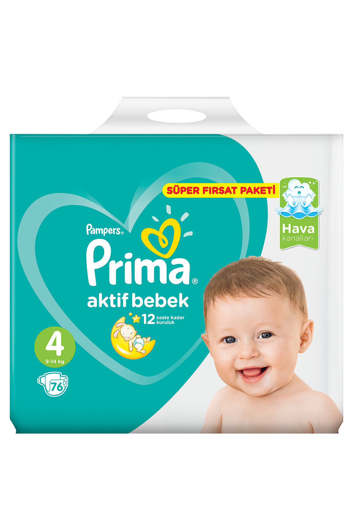 Prima Bebek Bezi Aktif Bebek 4 Beden Maxi Süper Fırsat Paketi 76 Adet UX9327