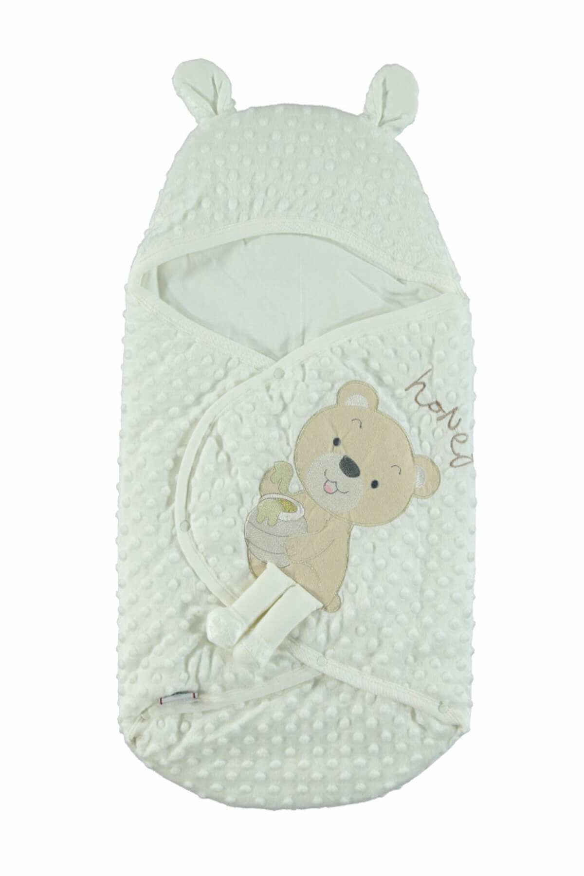 Bebecix-Ecru Velvet Fluffy Baby Blanket - 37X72 cm 1