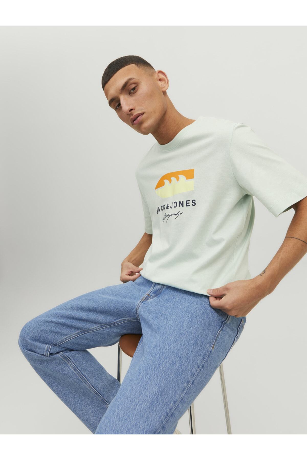 تیشرت مردانه آبی جک اند جونز | 12234214 اورجینال - تصویر 5