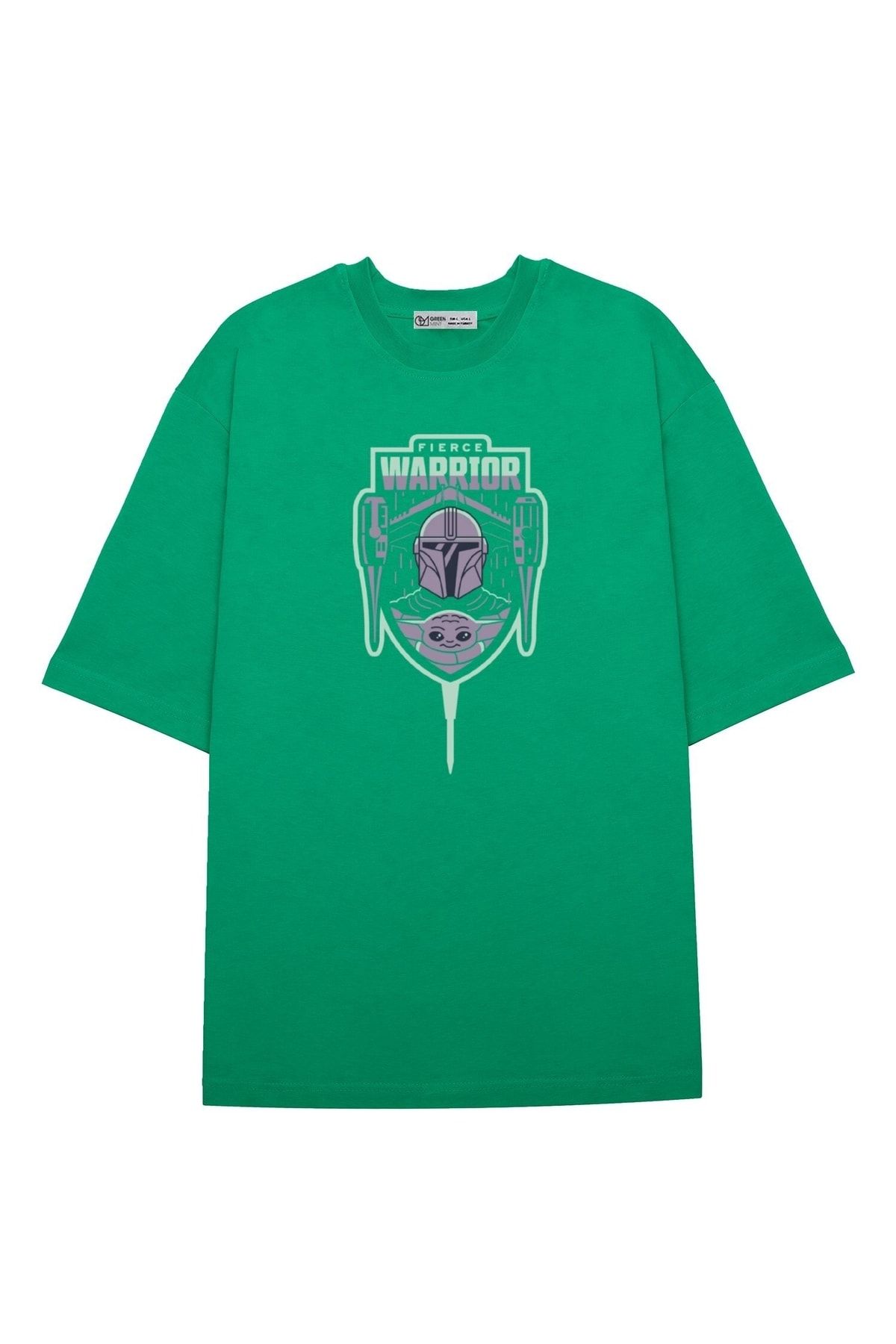 GreenMint Tricou Oversize Unisex The Mandalorian Fierce Warrior Unisex - M